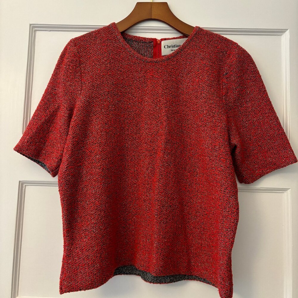 VINTAGE Christian A. New York Wool/Tweed Short Sleeve Red Sweater Top
